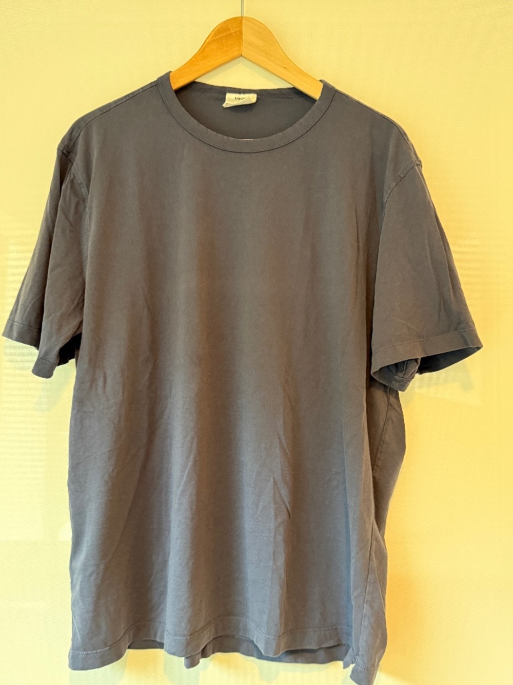 MNG by Mango Dark Blue-Gray Crew Neck T Shirt Size L Minimal Basic Tee